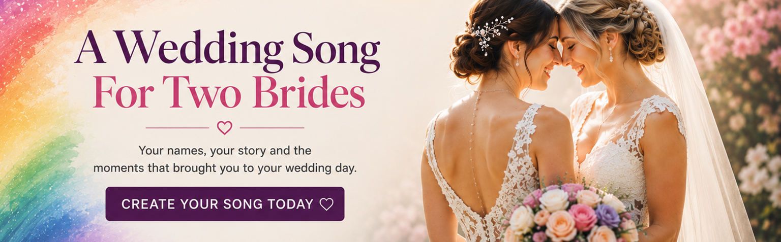 Two brides on their wedding day - a personalised lesbian wedding song
